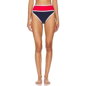 La Blanca Women's Mid Waist Sash Banded  Hipster Bikini Bottom in Blue Size XL